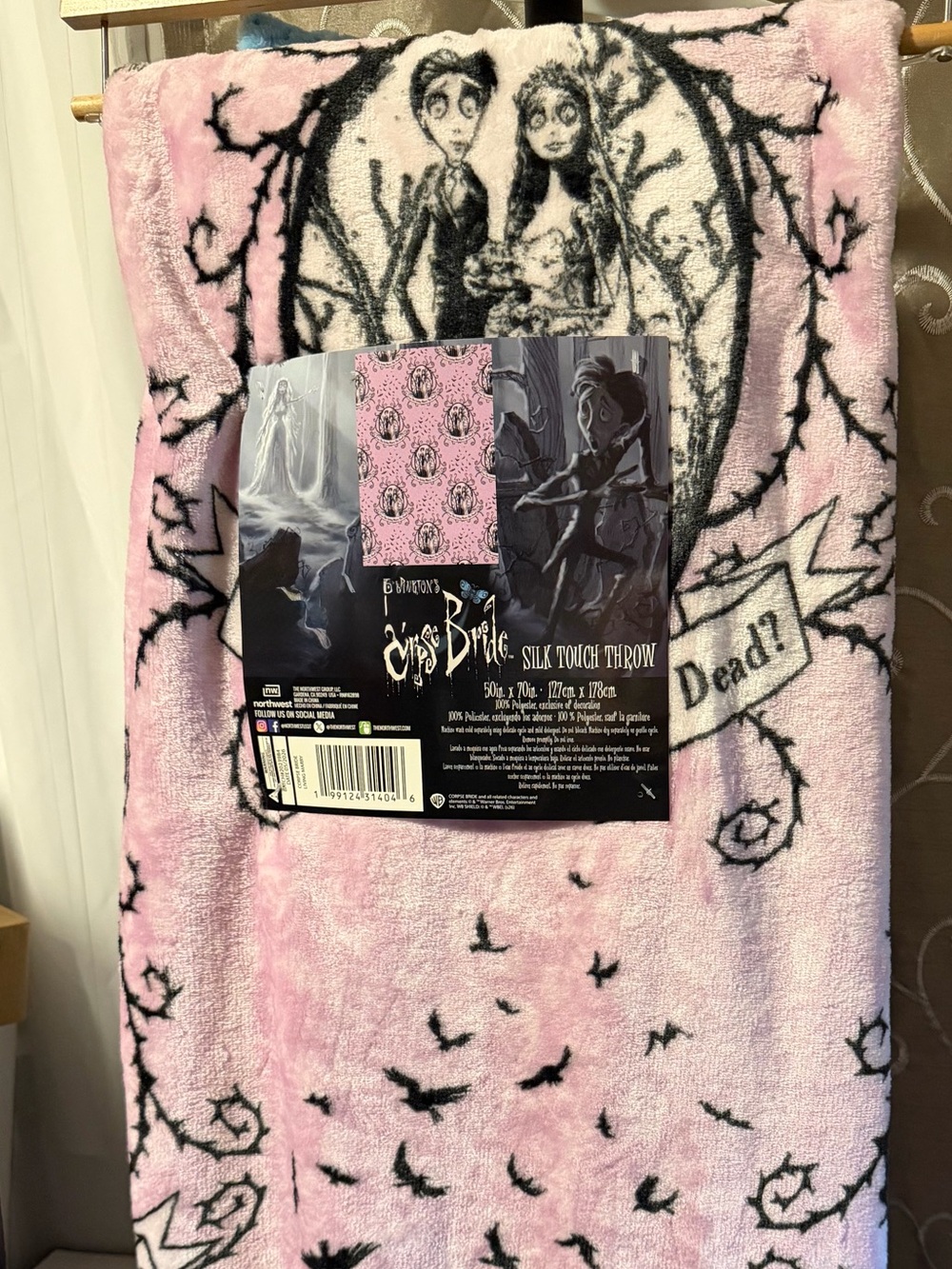 The Corpse Bride Pink Silk Touch Throw Blanket - Tim Burton Licensed